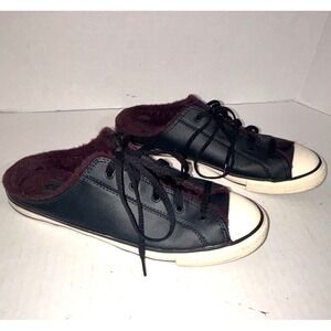 Converse Women's Leather‎ Black Currant Chuck Taylor All Star Dainty Slip on 8